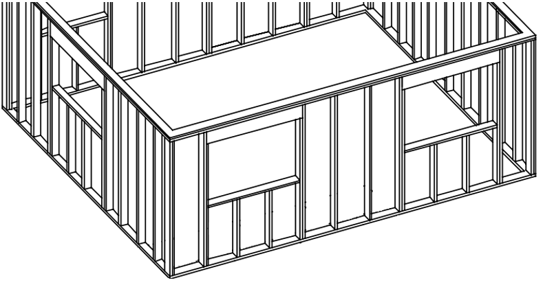 Estrutura em timber-frame onde os elementos verticais são os montantes (TRADA, 2008)
