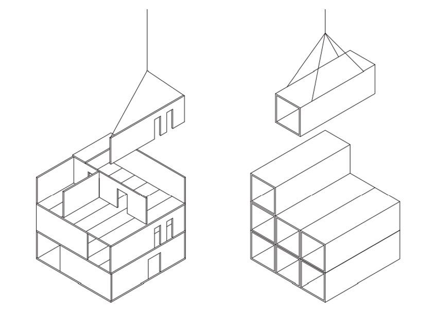 Tipos de modularidades para as casas em timber-frame. (a) Planos; (b) Volumétricos 